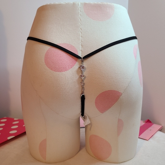 Rare VTG Victoria's Secret Smooth Rhinestone V-string Thong Panty XS/S - Picture 1 of 6